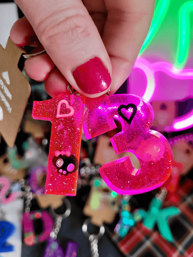Lucky 13 Keyring – Pink & Glitter Skulls Keychain