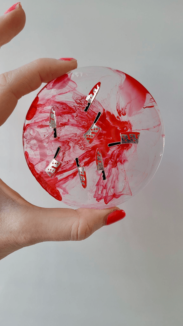 Coaster - Bloody Knife and Cleaver Horror Inspired Round Circular Coasters