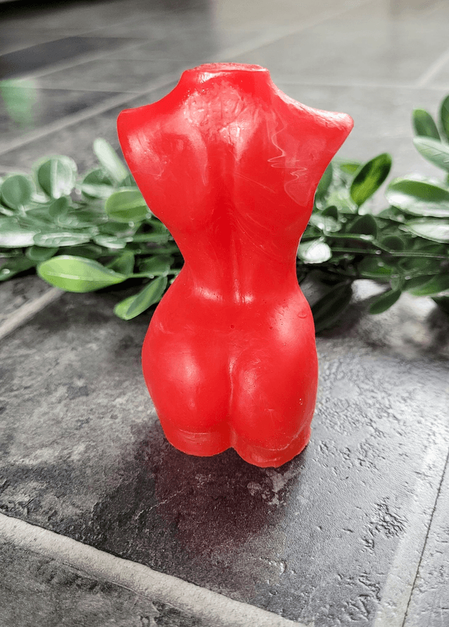 Female Body Ornament - Red & White Swirl