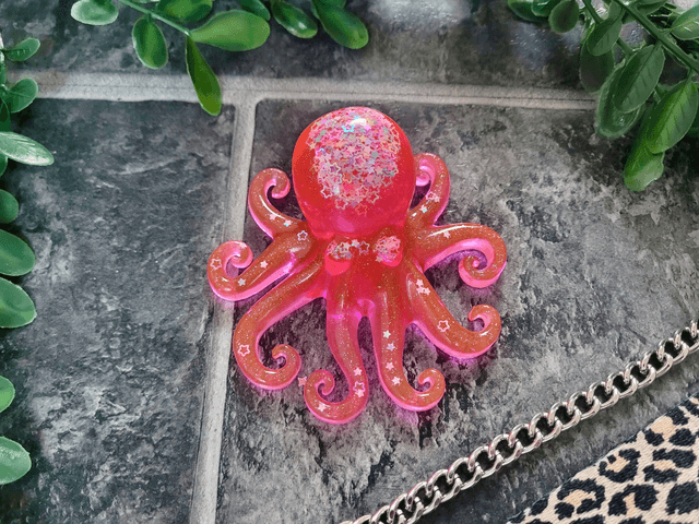 Octopus Ornament - Pink Glitter
