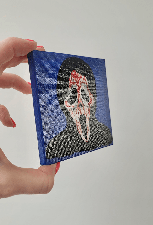 Original Mini Canvas Painting – Bloody Ghostface - Scream Movie
