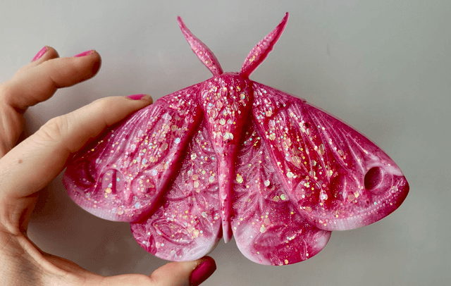 Moth Wall Hanging - Pink & White Glitter