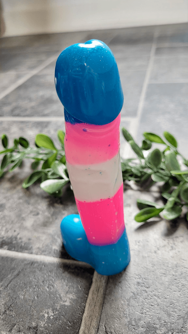 Penis Ornament -Bright Pink, Blue, White. Trans Flag - Large - 17cm