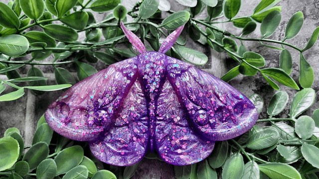 Moth Wall Hanging – Purple Glitter