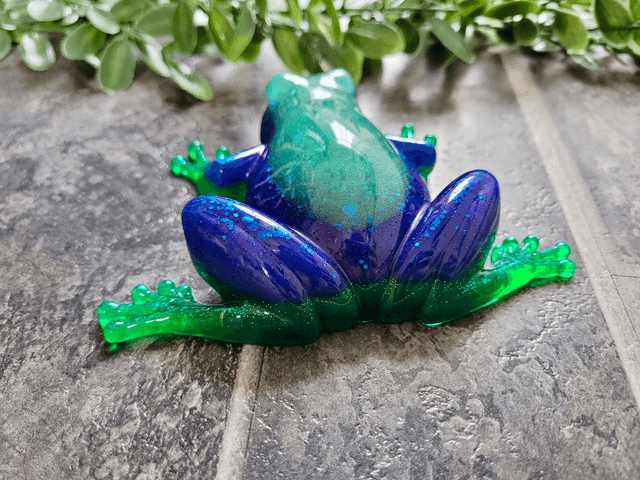 Frog Ornament – Glitter Blue & Green