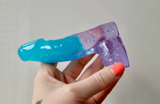 Penis Ornament - Lilac and Blue Teal Glitter - 12cm