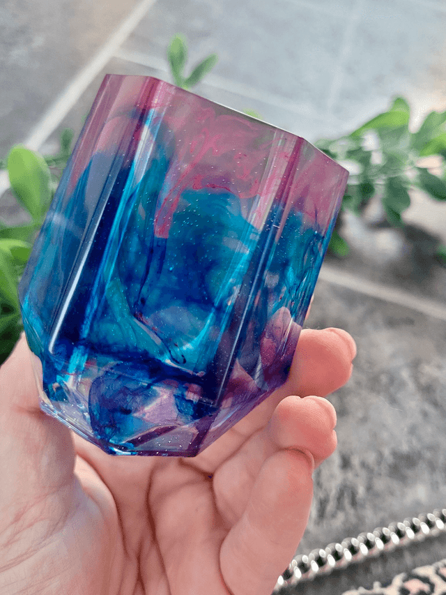 Pencil Pot – Bold Blue & Magenta Swirl