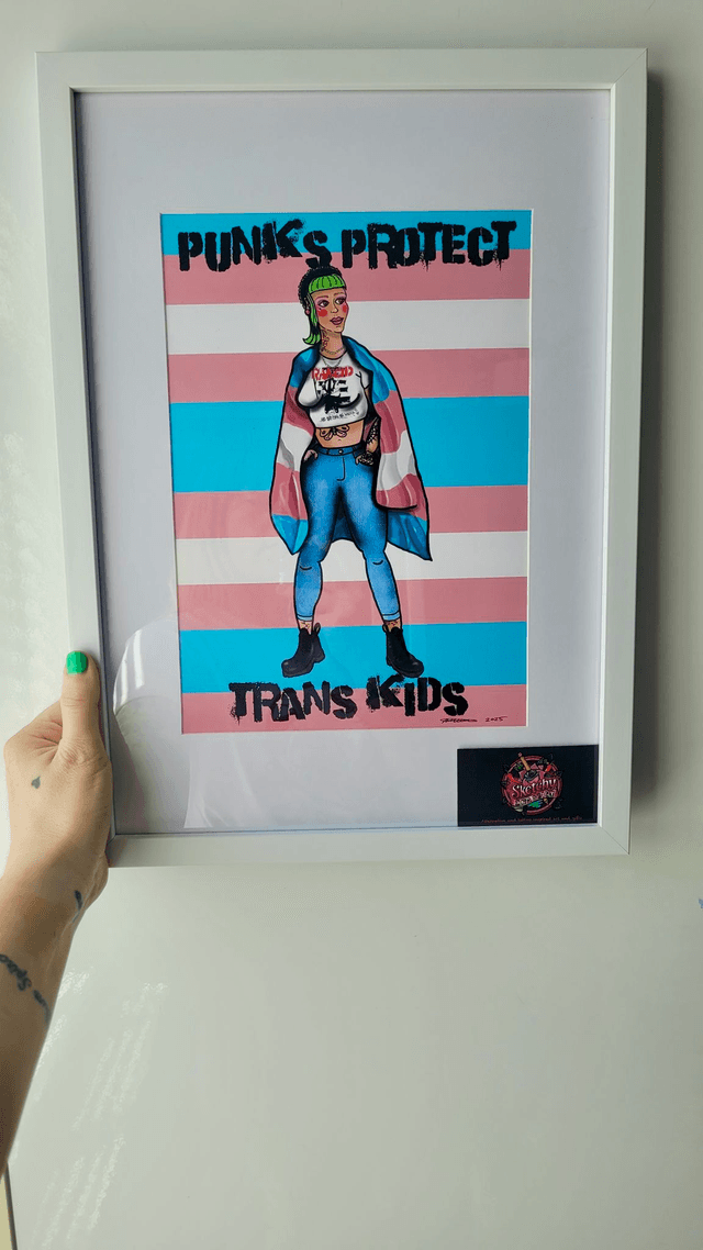 Punks Protect Trans Kids – A4 Art Print - Punk Print