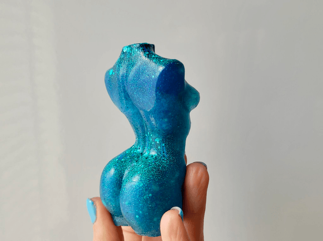 Female Body Ornament - Blue Glitter