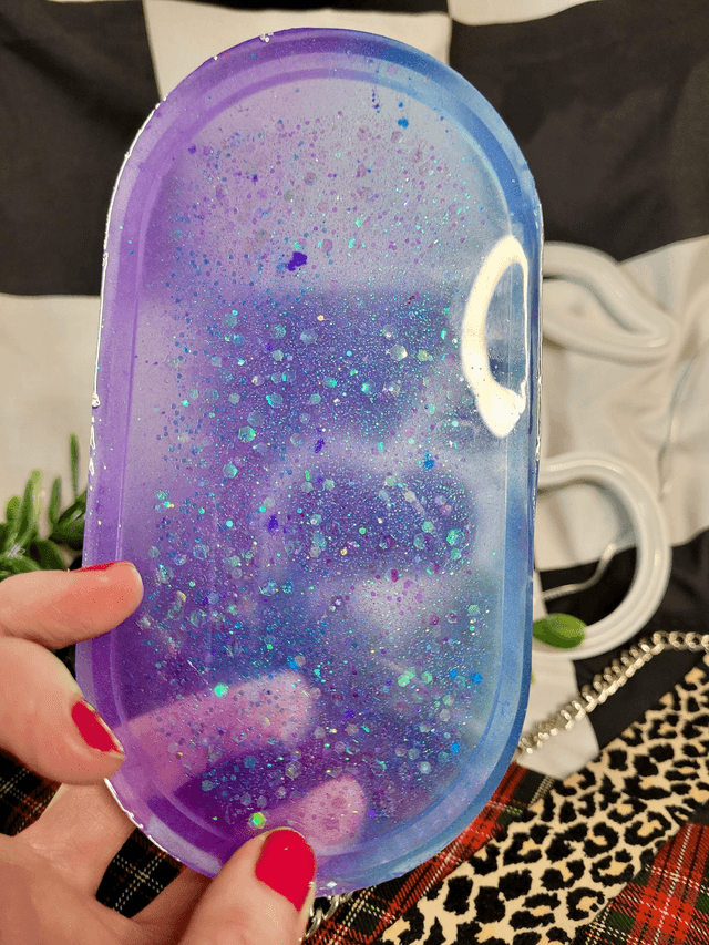 Trinket Tray - Purple & Blue Ombre Glitter