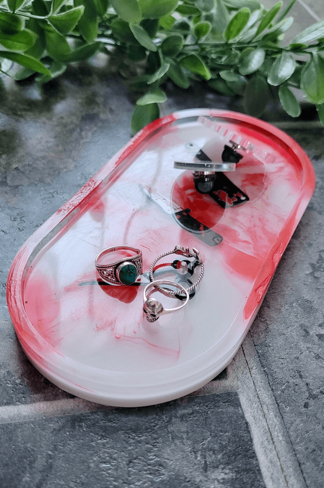 Trinket Tray - Blood Swirl & Knives Horror Trinket Tray