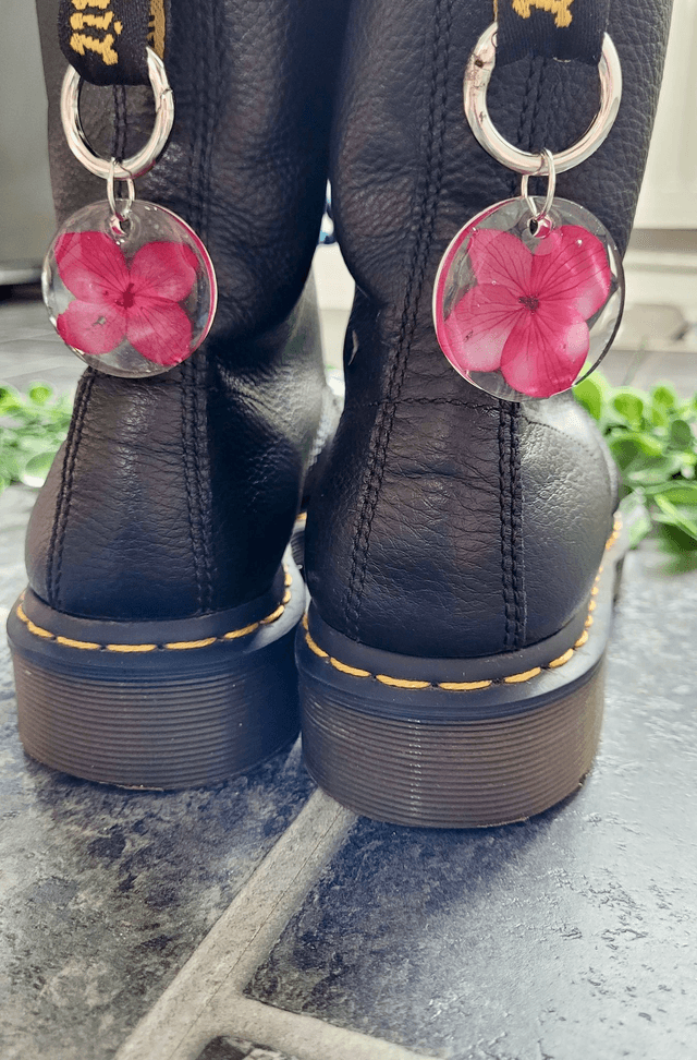 Boot Charms - Pink Pressed Flowers