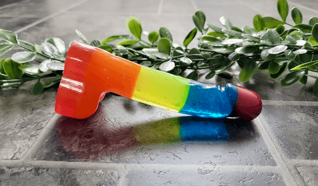 Penis Ornament - Rainbow Stripes - Medium 15cm