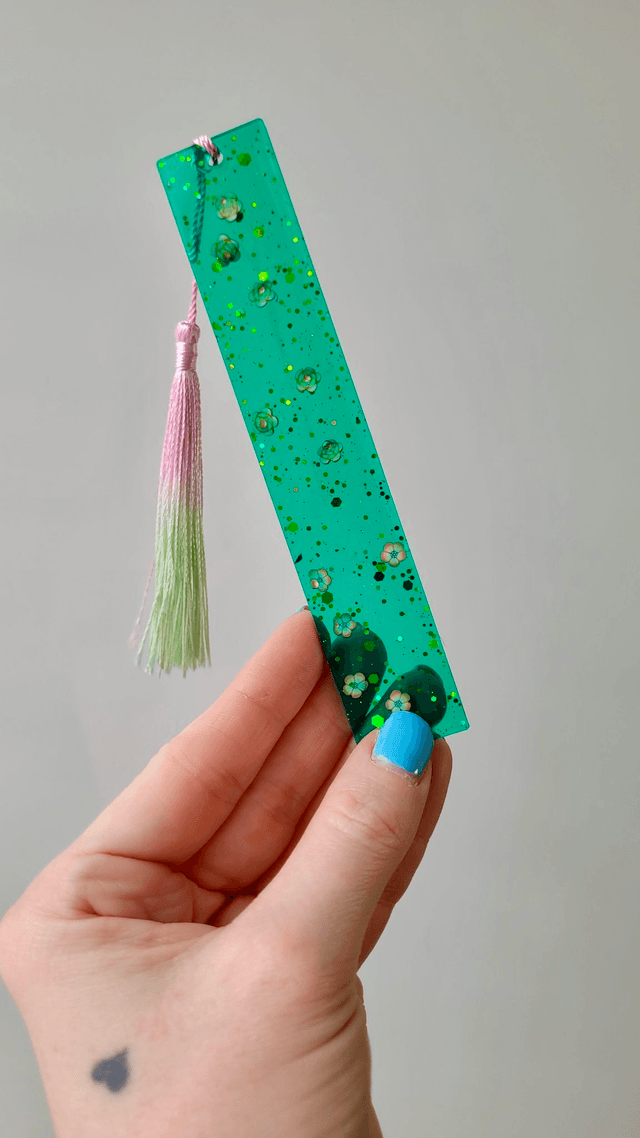Green & Pink Floral Bookmark 