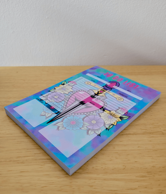Heart & Dagger Floral A6 To Do List Notepad