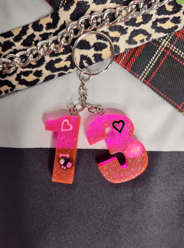 Lucky 13 Keyring – Pink & Glitter Skulls Keychain