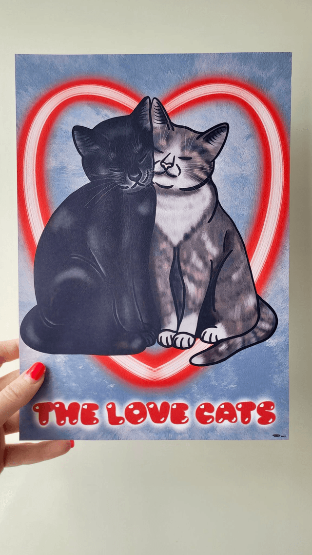 The Love Cats A4 Art Print – Textured Fine Art Paper (190gsm)