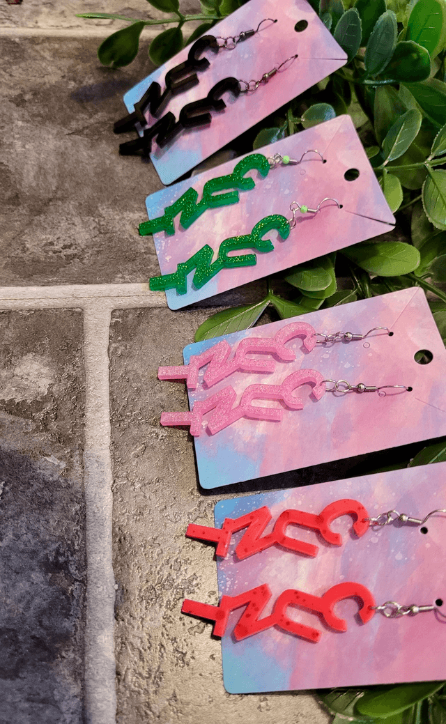 Earrings- Light Pink Glitter CUNT Swear Earrings | Stainless Steel Shepherd Hooks