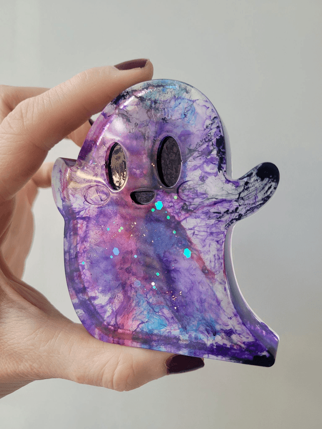 Ghost Ornament - Purple, Pink & Blue Swirl with Sparkles 
