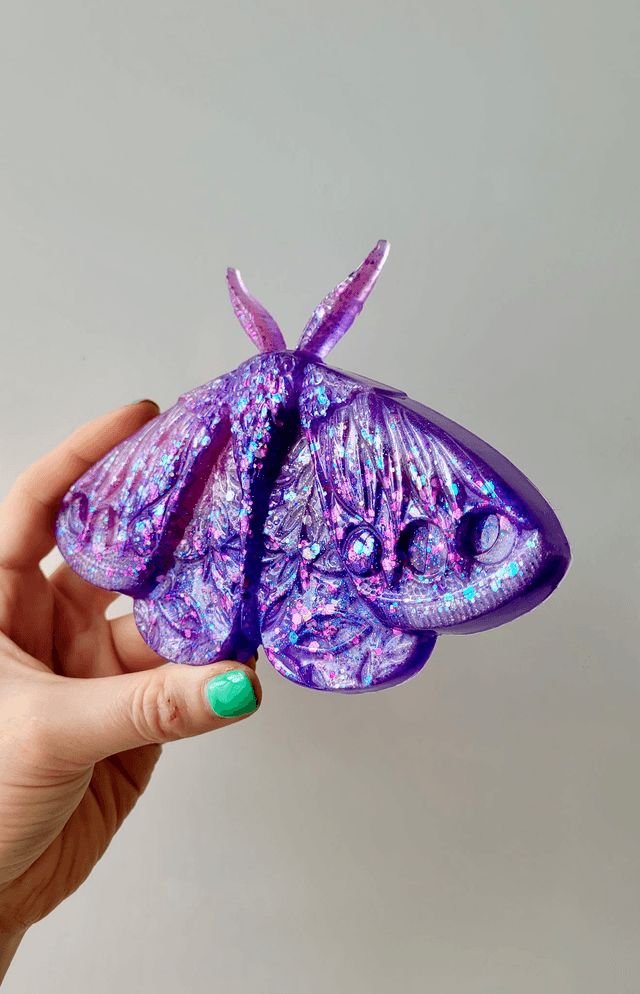 Moth Wall Hanging – Purple Glitter