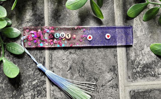 Slut Glitter & Heart Bookmark