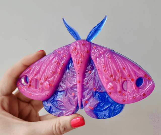 Moth Wall Hanging – Pink and Blue Glitter
