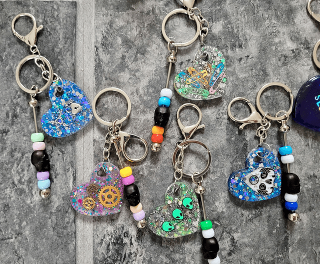 Beaded Heart Keyrings - Various Keychains