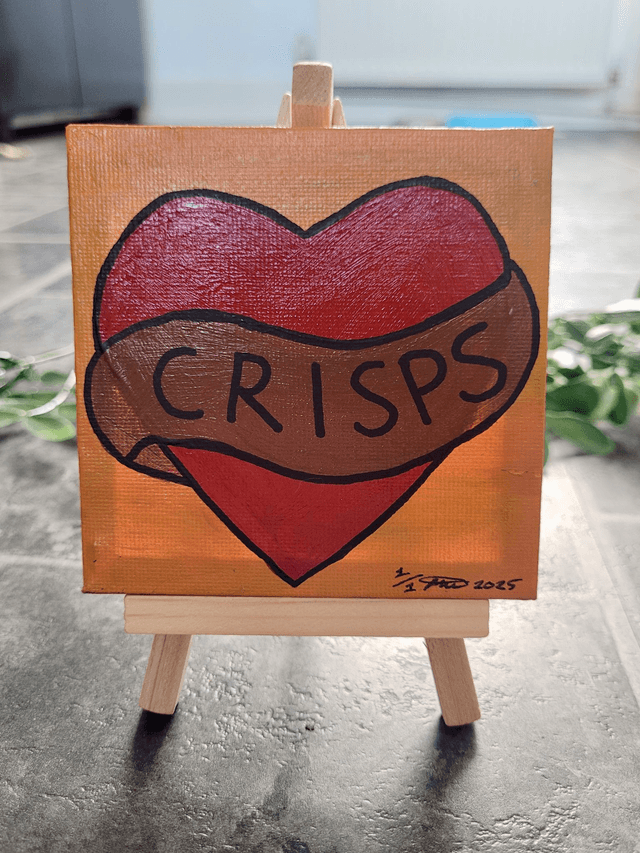 Original Mini Canvas Painting - Heart ‘CRISPS’