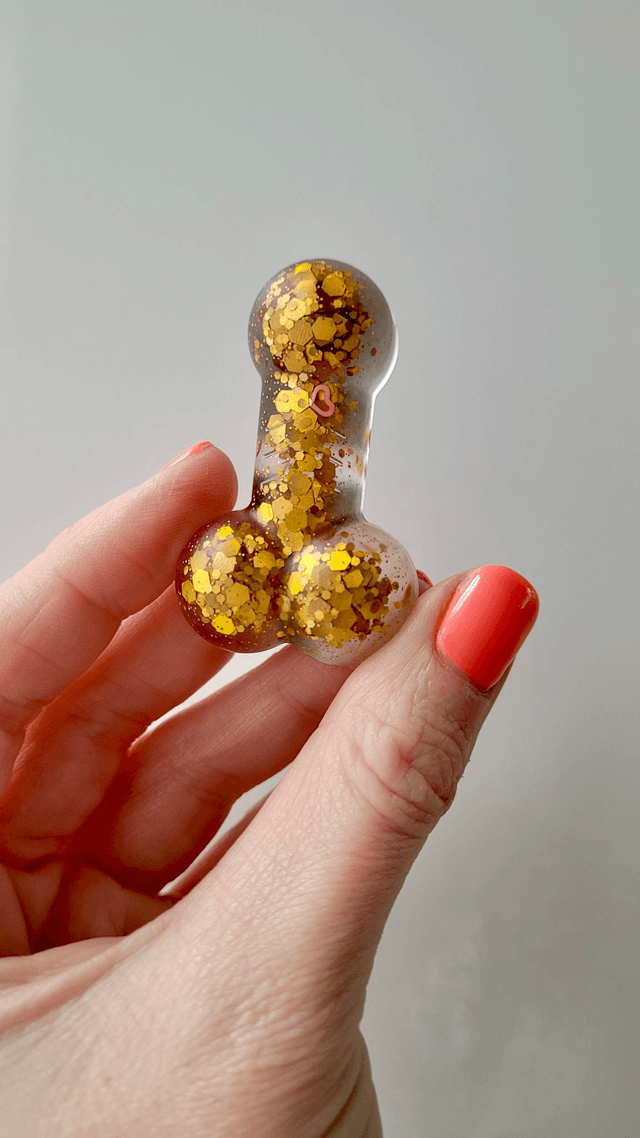Gold Glitter Penis Magnets
