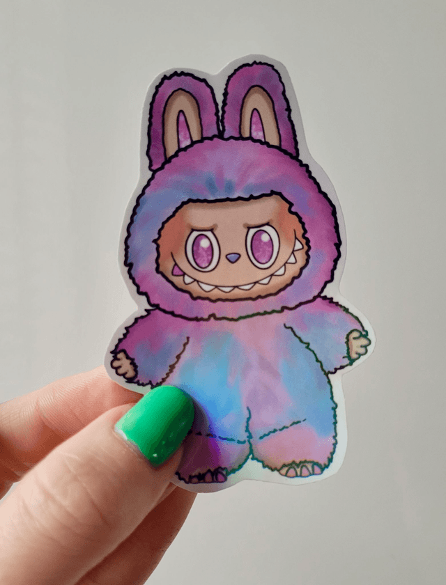 Labubu Sticker - Labubu Inspired Monster – Alt Fan Art Vinyl, Holographic Finish