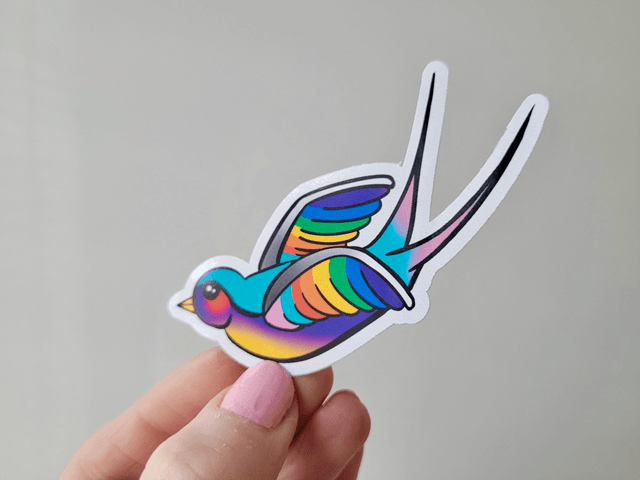 Progress Pride Swallow Vinyl Sticker
