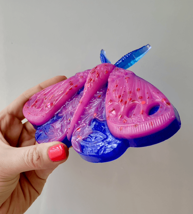 Moth Wall Hanging – Pink and Blue Glitter