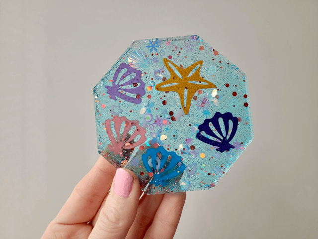 Coaster - Ocean Glitter - Sea Shells & Starfish