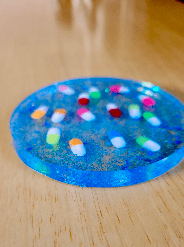 Coaster - Blue Glitter - Pills
