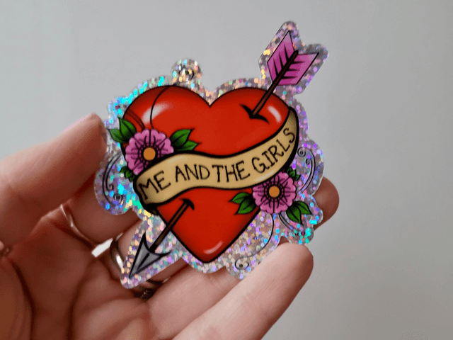 Glitter Me and the Girls Tattoo Heart Vinyl Sticker