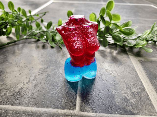 Female Body Ornament - Blue & Red Glitter