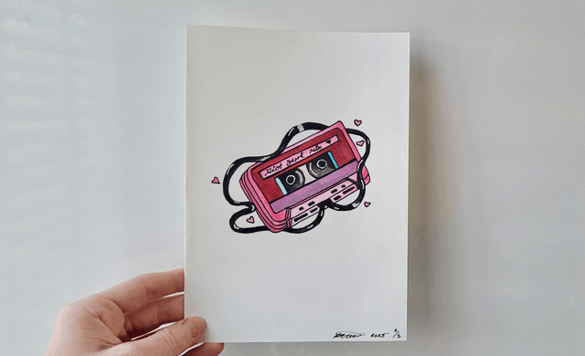 Original Watercolour Painting – A5 - Riot Grrrl Mix Tape