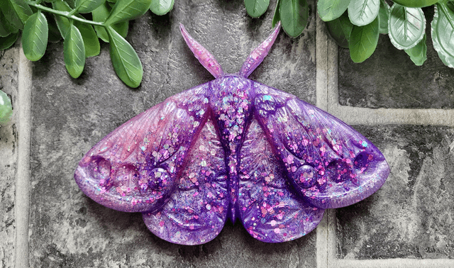 Moth Wall Hanging – Purple Glitter