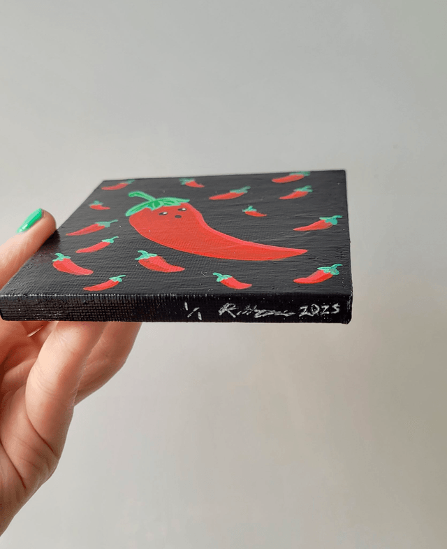 Original Mini Canvas Painting – Spicy Chilli 