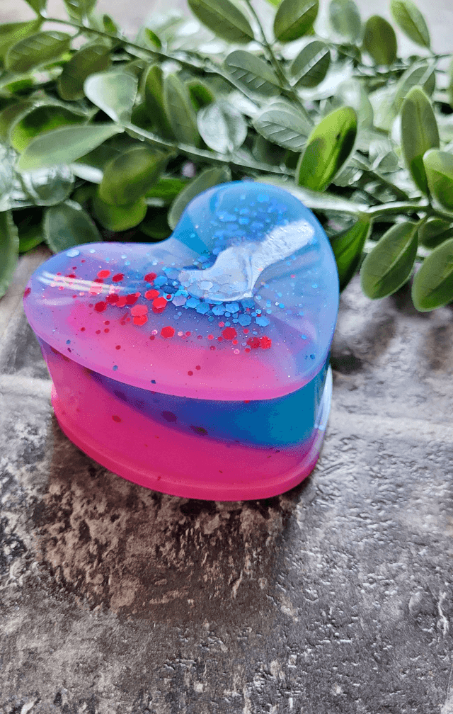 Heart Pot Trinket Tray – Bright Pink and Blue Glitter Heart Shaped Box