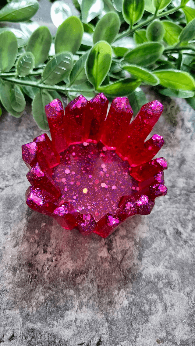 Tealight Candle Holder - Pink-Red Glitter Crystal Tealight Holder