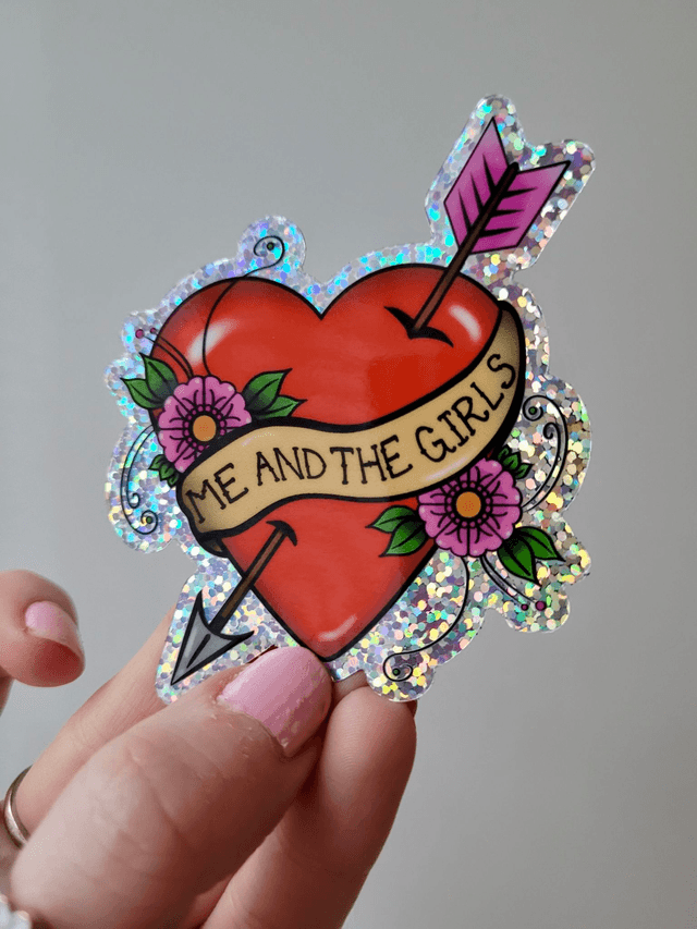 Glitter Me and the Girls Tattoo Heart Vinyl Sticker
