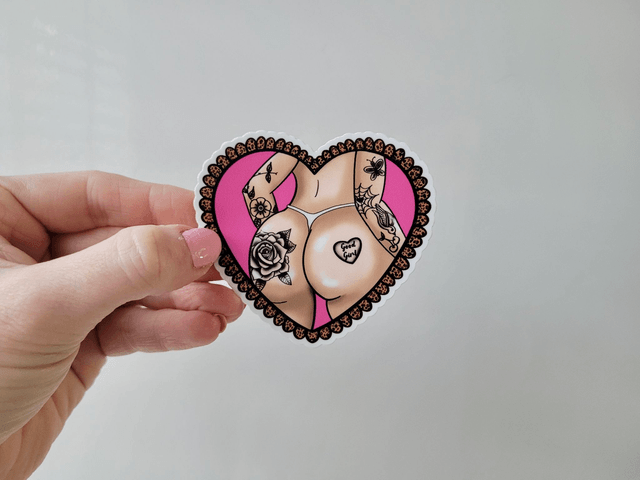 Good Girl Bum Tattoo Heart - Butt Vinyl Sticker