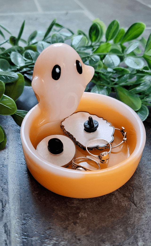 Ghost Trinket Tray Pots / LED candle tealight holder - Various Colours