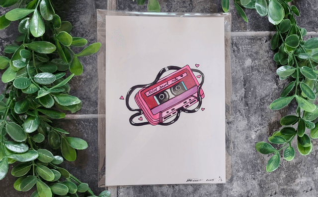 Original Watercolour Painting – A5 - Riot Grrrl Mix Tape