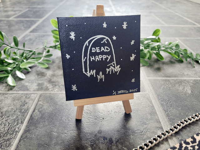 Original Mini Canvas Painting – Dead Happy Grave