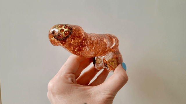 Penis Ornament - Steampunk Copper Leaf & Cogs - 12cm