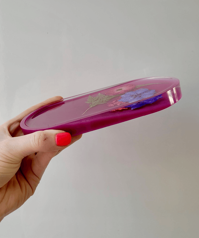 Trinket Tray - Purple Floral - Dried Flowers