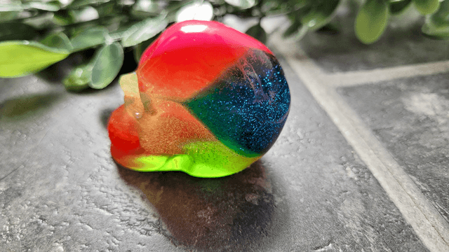 Skull Ornament - Medium - Multicoloured Rainbow Glitter Skull