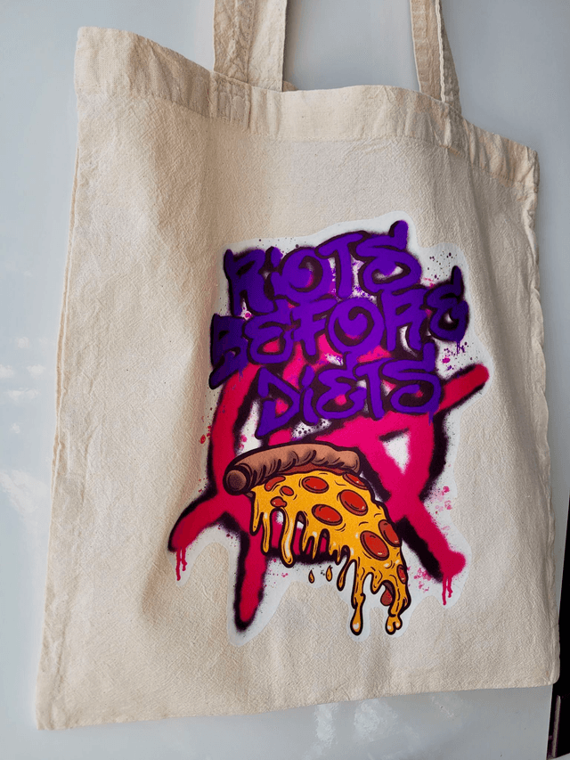 Riots Before Diets Pizza Punk Tote Bag
